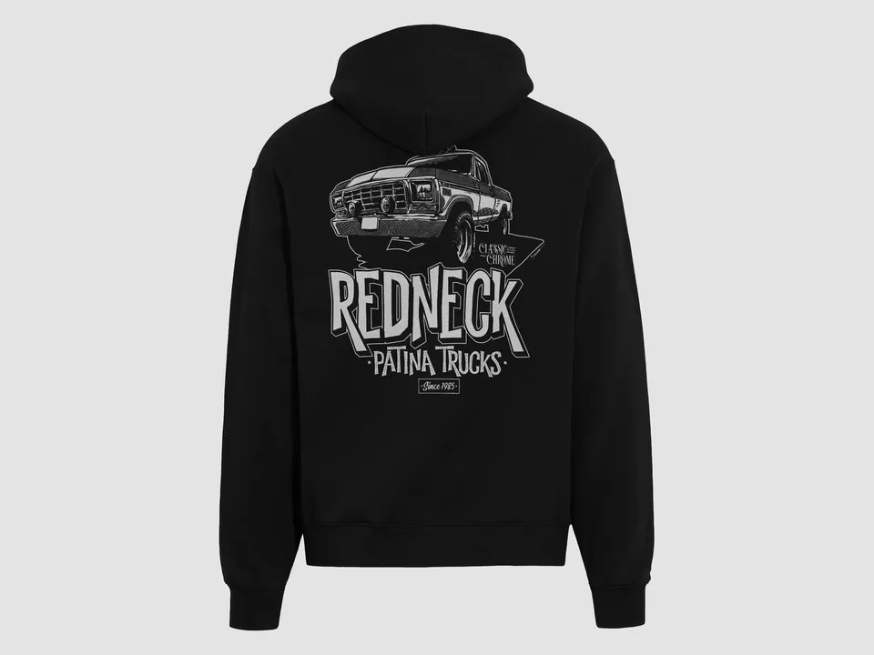 Redneck Hoodie mit Pickup-Motiv auf dem Rücken